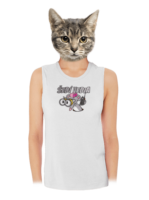 Šedí vedia - myš dámske tielko voľné White