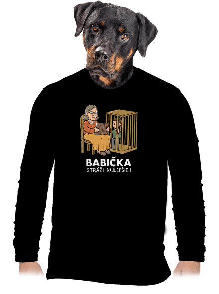 Babička stráži najlepšie pánske dlhý rukáv Black