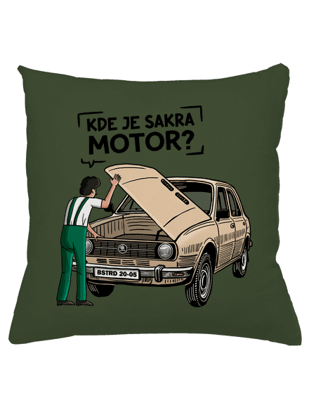 Kde je motor? vankúš Olive Green