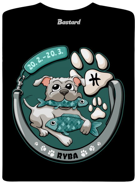 Psí horoskop: Ryba detské tričko Black