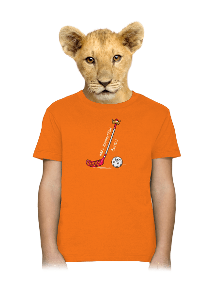 Kráľ zahnutých čepelí - florbal detské tričko Orange
