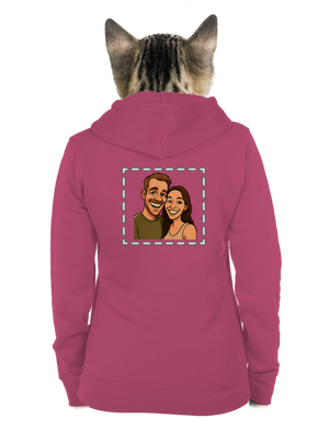 Karikatúra z vlastnej fotky dámska mikina na zips Magenta