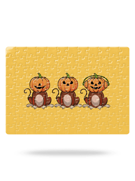 Halloween opičky puzzle White