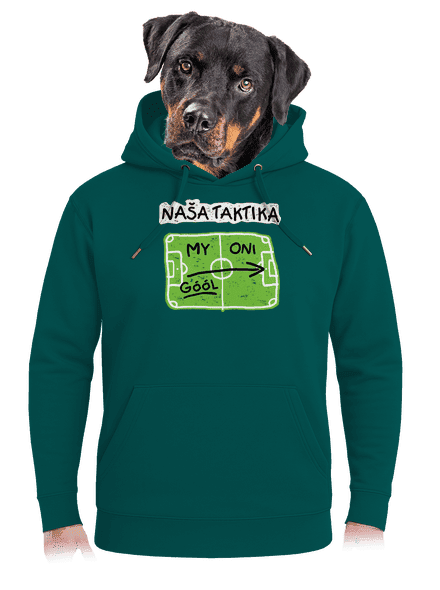 Naša futbalová taktika unisex mikina premium Emerald Green