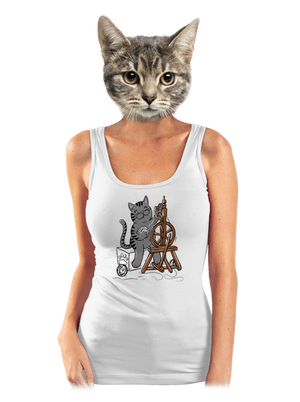 Mačka pradie dámske tielko klasické White