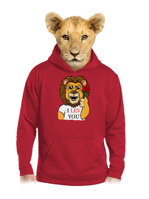 I lev you detská mikina klokanka Fire Red