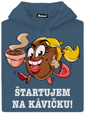Štartujem na kávičke dámska mikina klokanka Denim