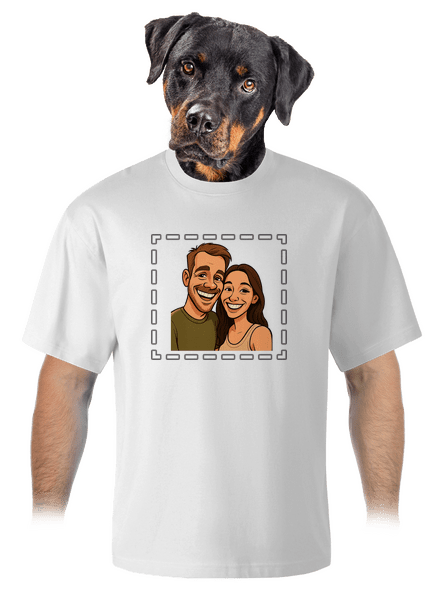 Karikatúra z vlastnej fotky unisex tričko oversized White