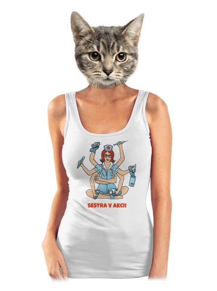 Sestra v akcii dámske tielko klasické White