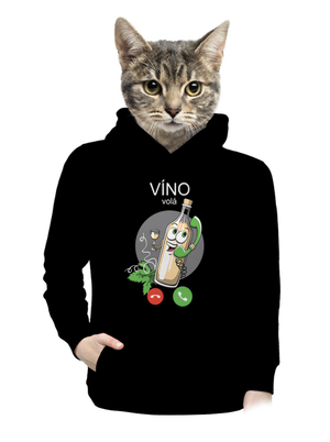 Biele víno volá dámska mikina klokanka Black