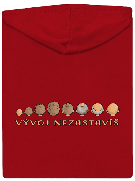 Vývoj nezastavíš pánska mikina na zips Red