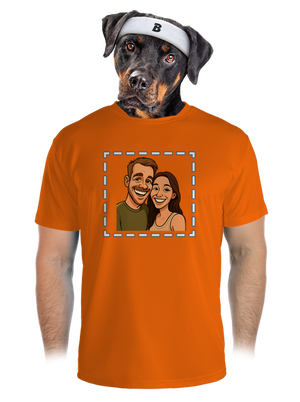 Karikatúra z vlastnej fotky pánske športové tričko Neon Orange