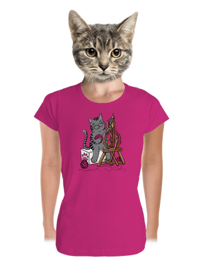 Mačka pradie dámske tričko prémium Magenta