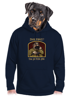 Zase práce? pánska mikina klokanka Navy