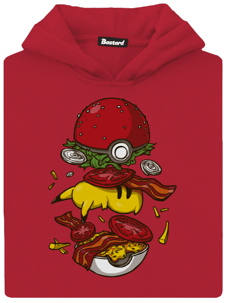 Pokémon burger detská mikina klokanka Fire Red
