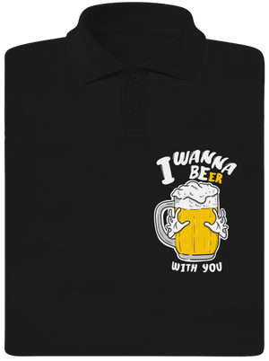 I wanna beer pánska polokošeľa Black