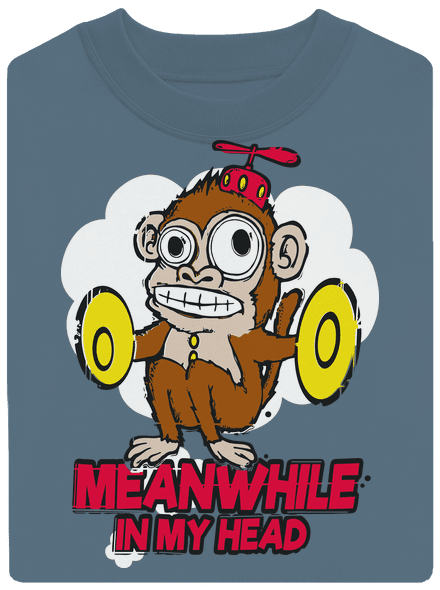 Monkey in my head unisex mikina bez kapucne Nordic Blue