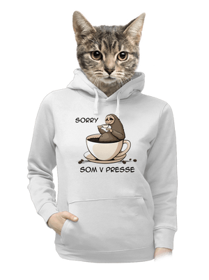 V presse dámska mikina klokanka White