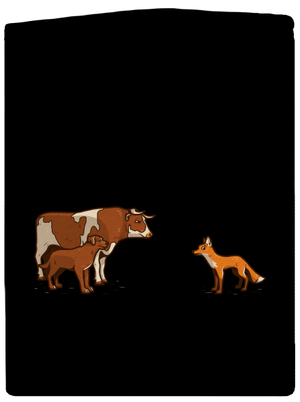 Vůl, pes a vulpes pánska mikina na zips Black