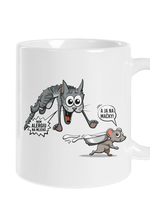 Alergická mačka a myš klasický hrnček White