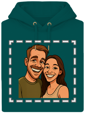 Karikatúra z vlastnej fotky unisex mikina premium Emerald Green