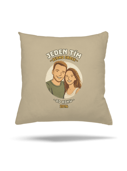 Jeden tím z vlastnej fotky vankúš Beige