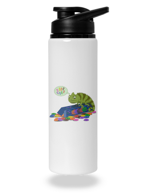 Zmätený chameleón flaša na vodu White