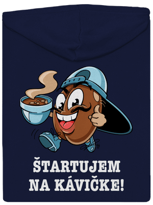 Štartujem na kávičke pánska mikina na zips Navy