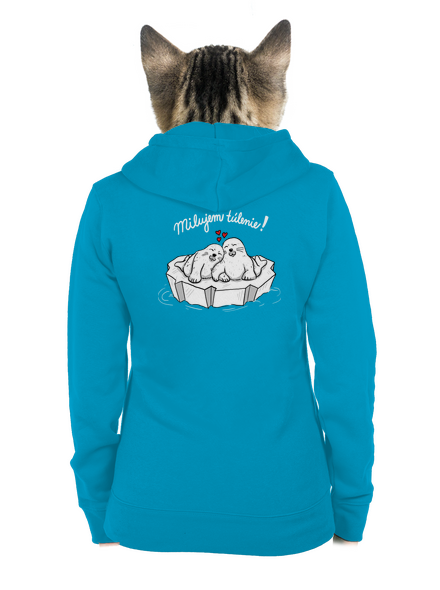 Milujem túlenie dámska mikina na zips Blue Atol