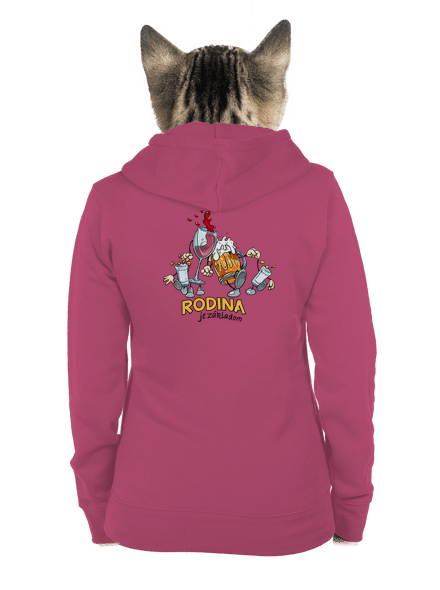 Rodina je základom dámska mikina na zips Magenta