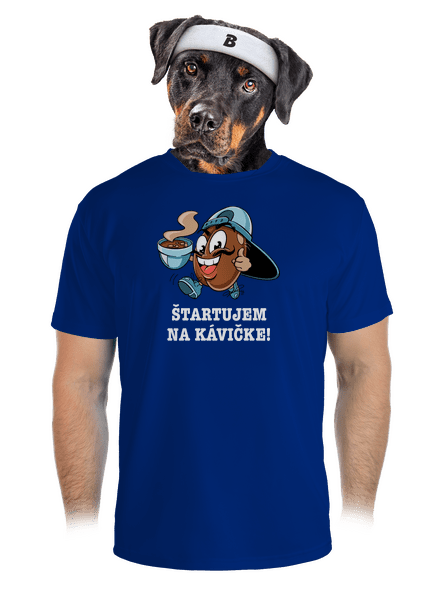 Štartujem na kávičke pánske športové tričko Royal Blue Mal