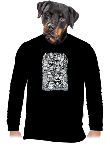 Doodle pánske dlhý rukáv Black