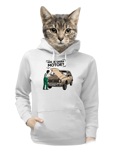 Kde je motor? dámska mikina klokanka White