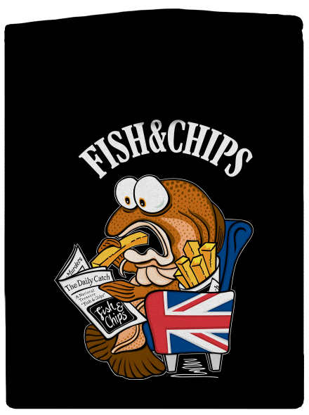 Fish and chips dámska mikina na zips Black