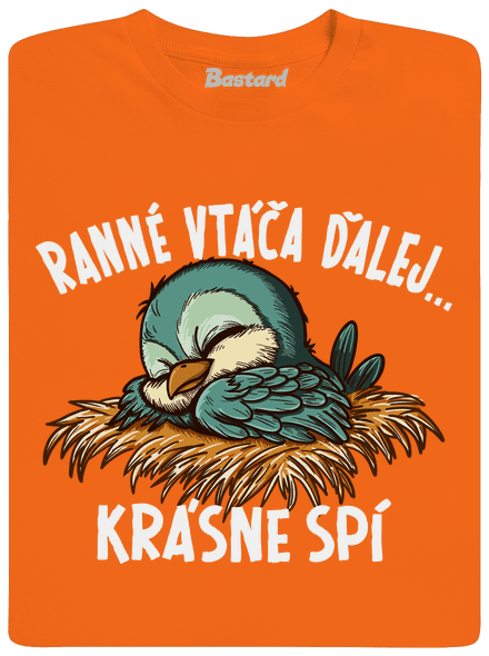 Ranné vtáča spí pánske tričko Orange
