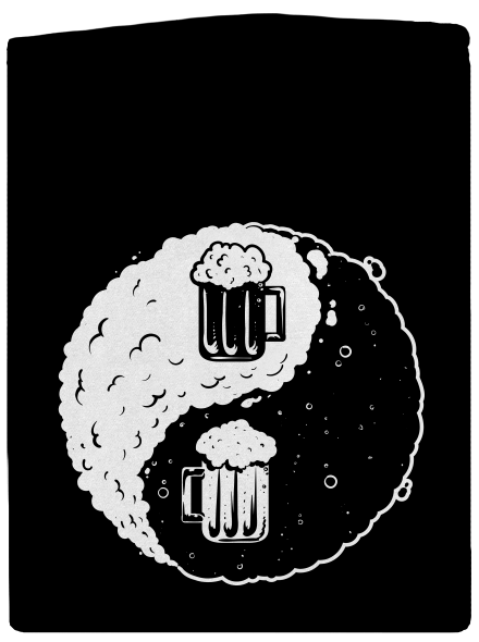 Jin Jang pivo pánska mikina na zips Black