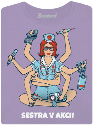 Sestra v akcii dámske tričko s lemom Lavender