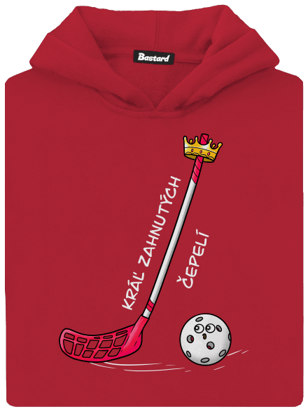 Kráľ zahnutých čepelí - florbal detská mikina klokanka Fire Red