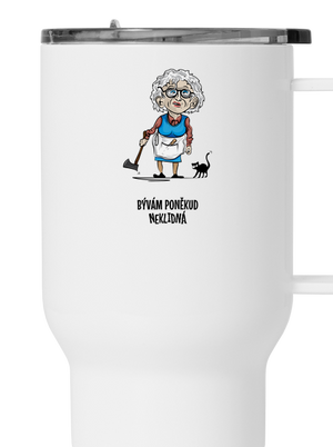 Neklidná - vlastný text termohrnček White