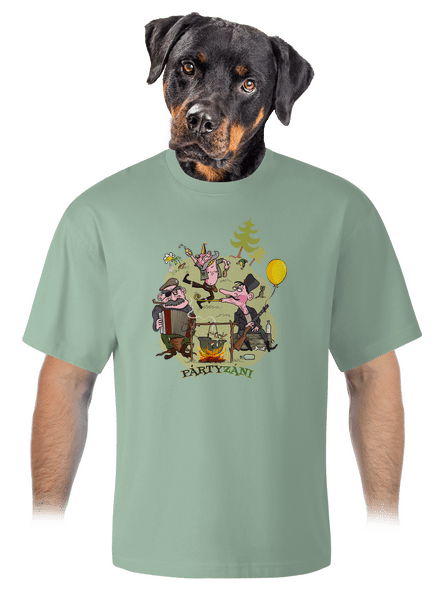 Pártyzáni unisex tričko oversized Sage
