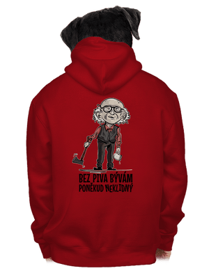 Neklidný bez piva pánska mikina na zips Red