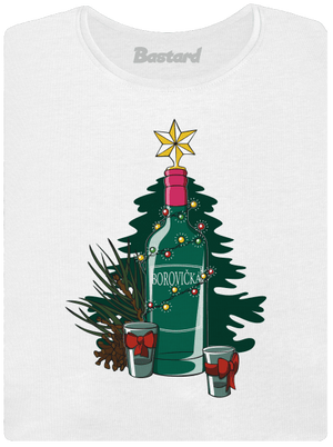 Vianočná borovička dámske tričko s lemom White