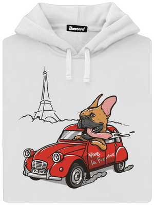 Francúzsky buldoček dámska mikina klokanka White