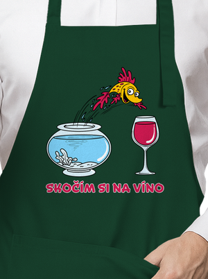 Skočím si na víno zástera Bottle Green