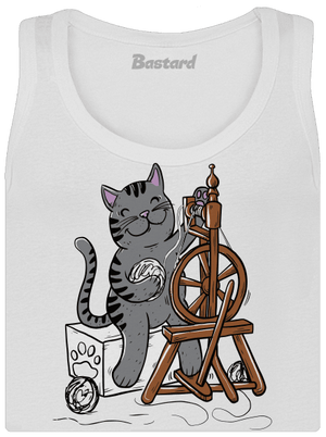 Mačka pradie dámske tielko klasické White