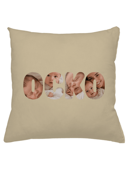 Nápis ocko z vlastných fotiek vankúš Beige
