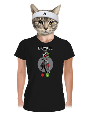 Bicykel volá dámske športové tričko Black