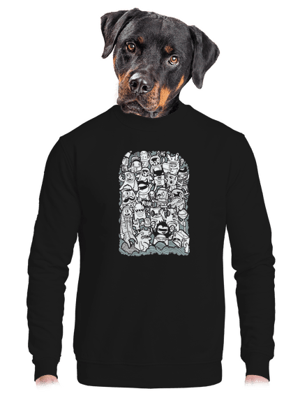 Doodle unisex mikina bez kapucne Black