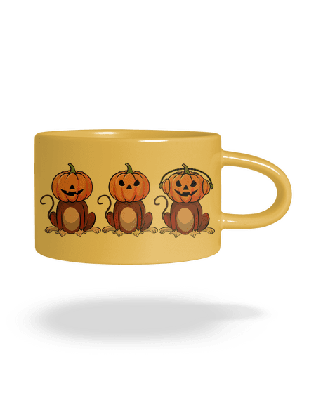 Halloween opičky hrnček makronka Yellow Macaron
