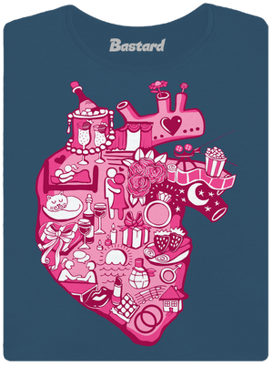 Srdce bije pre dámske tričko prémium Petrol Blue